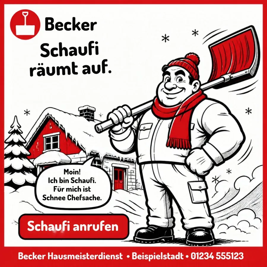 Beispielbeitrag mit Maskottchen Schaufi